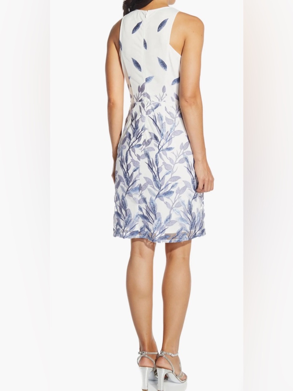 Adrianna Papell White Dress with Blue Leaf Embroidery
(B2) - Picture 2 of 7
